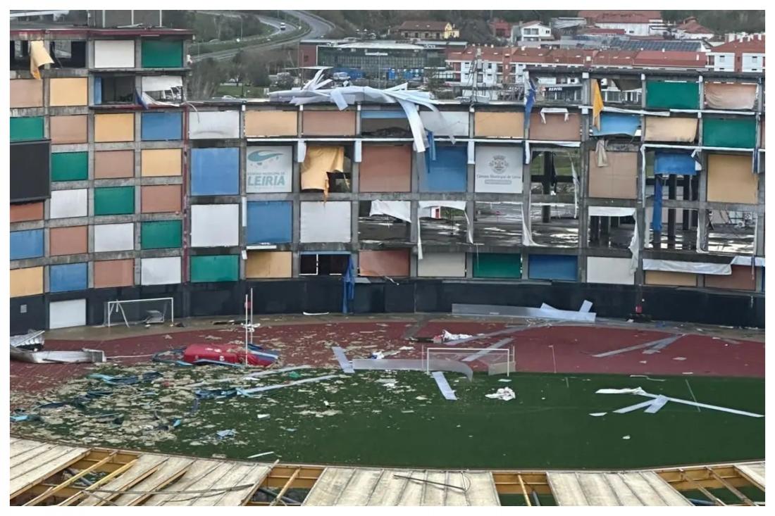Passagem da depressão Kristin danificou o Estádio do Leiria 